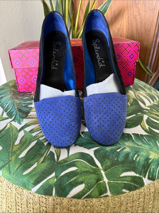 Splendid Shoes - Splendid Royal Blue and Black Studded Slip-On Flats